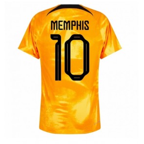 Nederländerna Memphis Depay #10 Hemmatröja VM 2022 Kortärmad